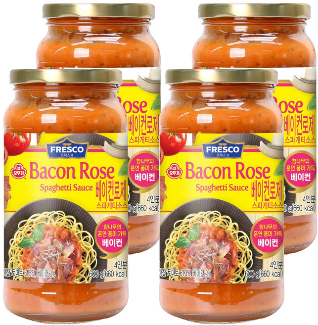 프레스코 베이컨로제 스파게티 소스, 600g, 4개