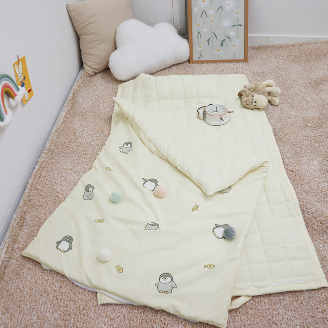 izari Kids Care一體式午睡被子薄墊枕芯組, 企鵝