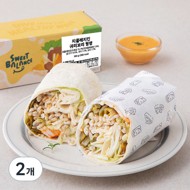 스윗밸런스 치폴레치킨 귀리보리 웜랩, 190g, 2개