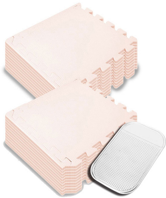 딩동펫 반려동물 퍼즐매트 + 논슬립패드, 라이트핑크 + 랜덤 발송, 20개