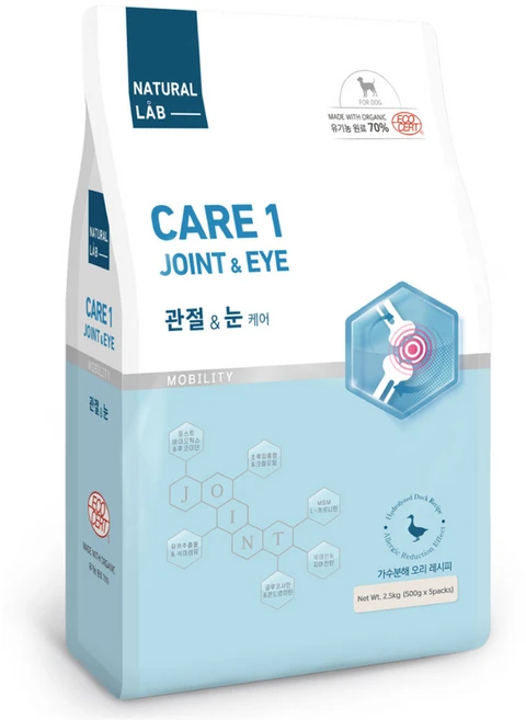 네츄럴랩 강아지 케어 유기농 기능성 사료, 관절+눈건강, 2.5kg, 1개 - 쿠팡