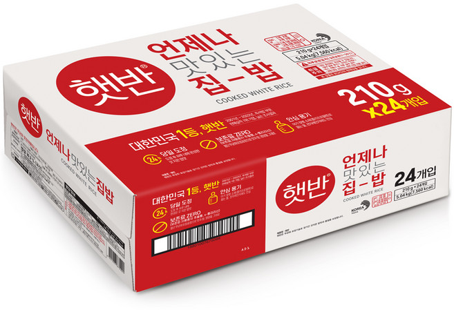 햇반 백미밥, 210g, 24개