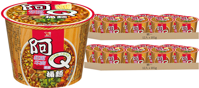 統一 阿Q桶麵 紅椒牛肉風味 101g, 24入