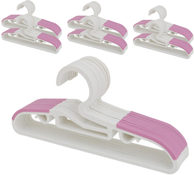 리빙해피 유아용 논슬립 옷걸이, 화이트핑크, 70개