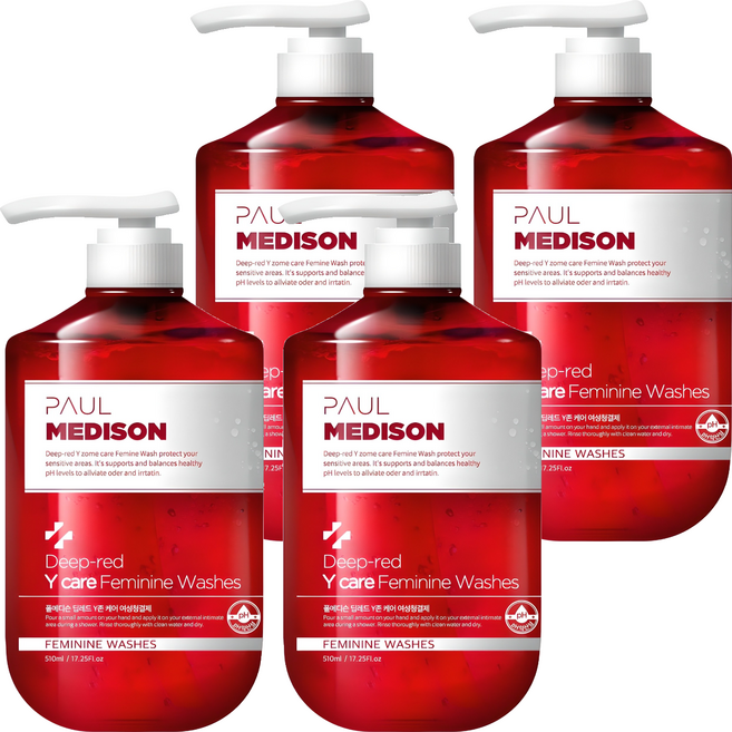 폴메디슨 딥레드 Y존 케어 여성청결제, 510ml, 4개