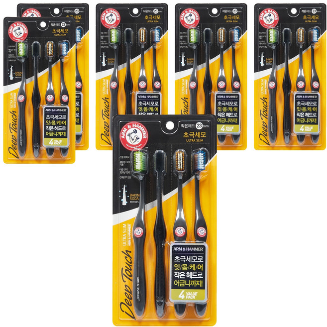 암앤해머 딥터치 초극세모 칫솔 세트, 4개입, 6개