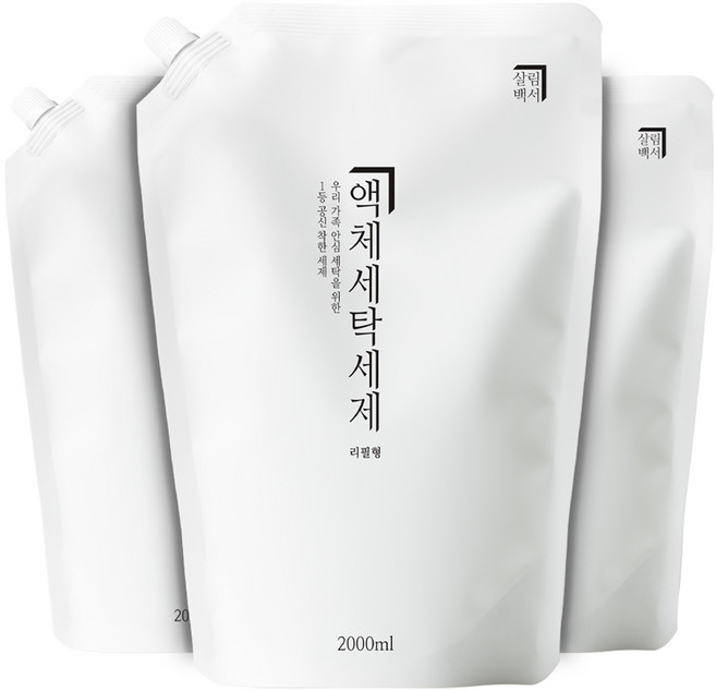 살림백서 드럼 일반겸용 액체세탁세제 리필, 2L, 3개