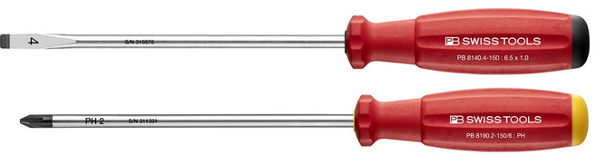 PB SWISS TOOLS 軟柄起子150mm 十字PH*1+一字4*1, 1組