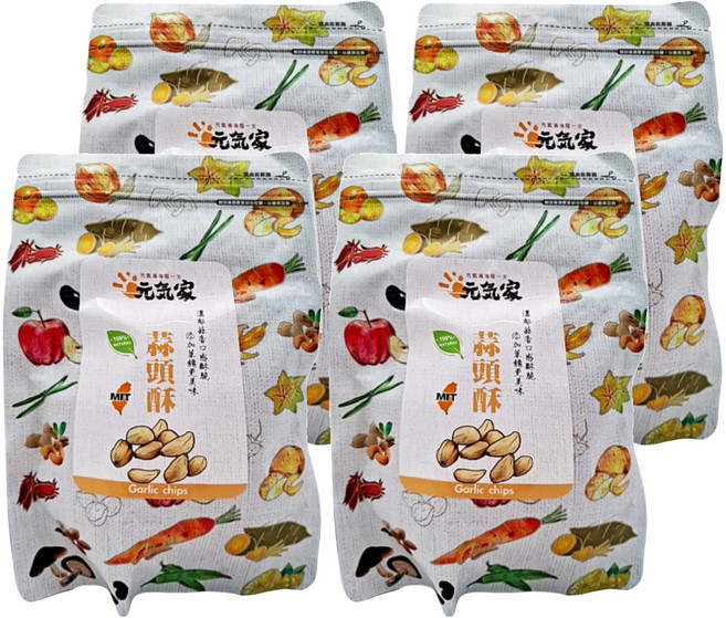 元氣家 原味蒜頭酥, 100g, 4包
