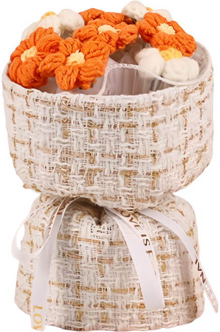 Yamiley 小香風迷你針織泡芙花束 110g, 1個, 橘色