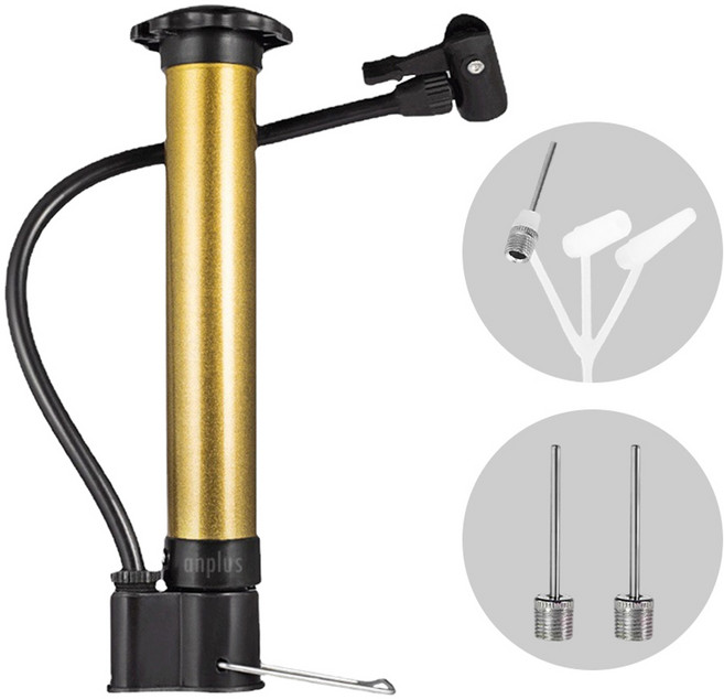 앙플러스 스포츠 캠핑 다용도 에어펌프, 블랙 + 황금색, 1개
