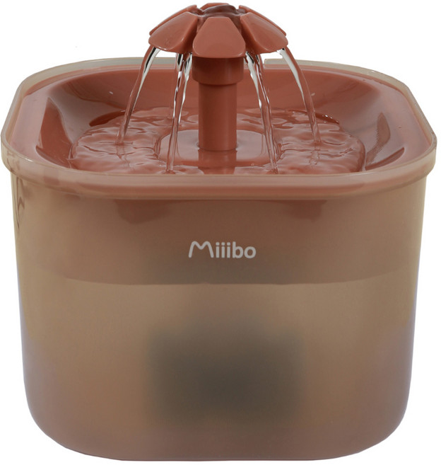 Miiibo 貓咪寶 彩虹寵物飲水機 1.7L 4重過濾 USB供電 超靜音水泵 2種出水模式, 棕色, 1個