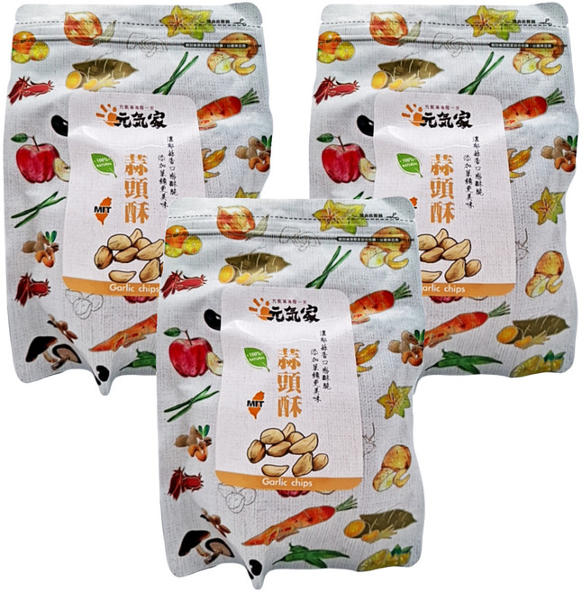 元氣家 原味蒜頭酥, 100g, 3包