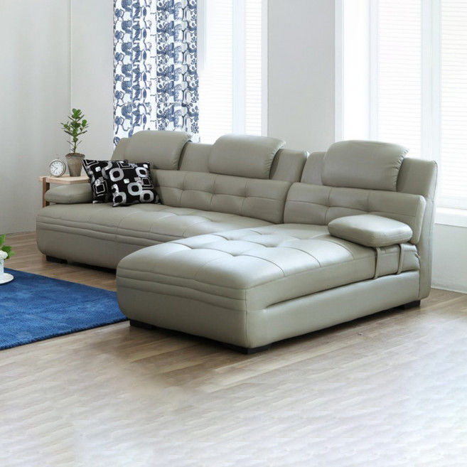 보루네오 모닝듀 카우치 가죽 4인용 소파 방문설치, 카키그레이