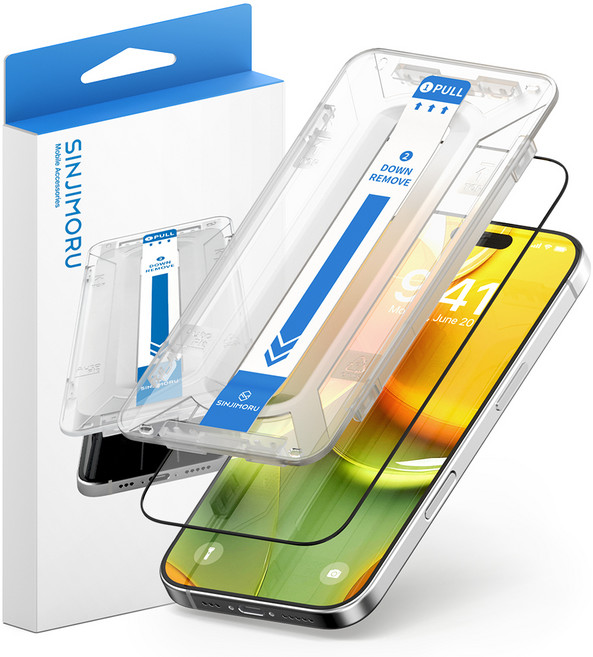 신지모루 풀커버 타이탄 3중 강화유리 EZ틀 휴대폰 액정보호필름 세트, 1세트