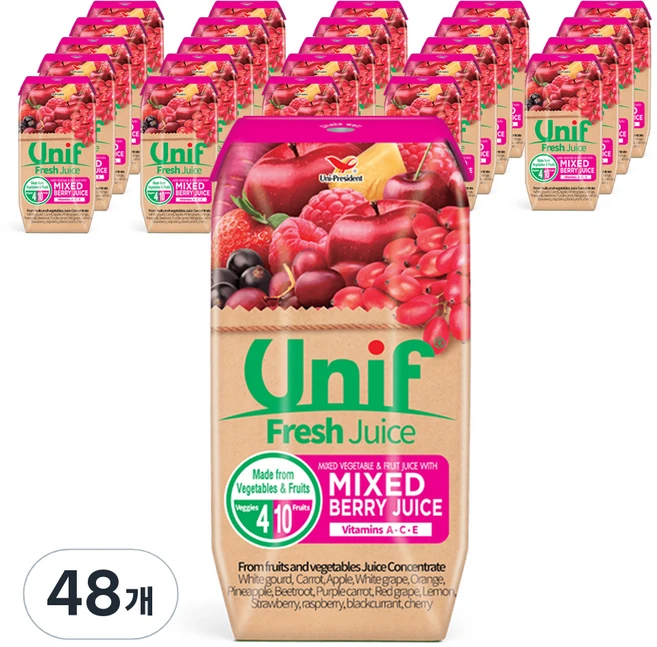 유니프 믹스 베리 주스, 200ml, 48개 - 쿠팡