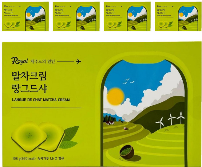 로얄제과 말차크림 랑그드샤 12p, 5개, 108g
