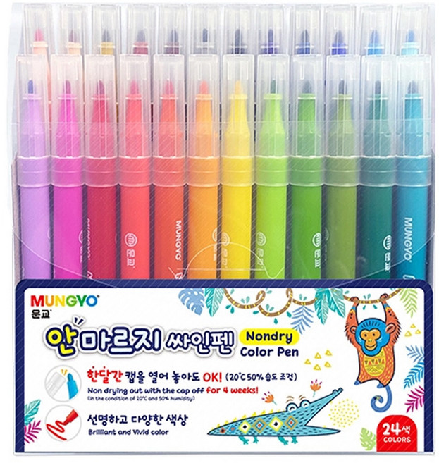 MUNGYO 不乾簽字筆組 MNDP-24A, 1組, 綜合色