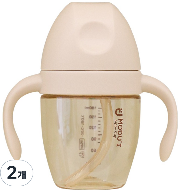 모두아이 프리미엄 빨대컵, 180ml, 2개, 아이보리