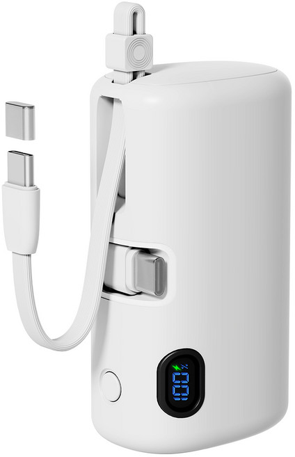 누아트 22.5W PD 고속충전 동시충전 빌트인 케이블 대용량 도킹형 미니 보조배터리 10000mAh C타입, 화이트