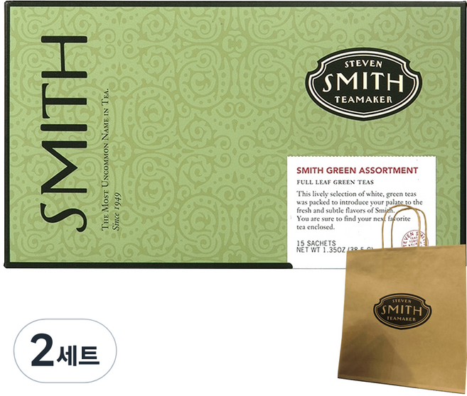 스티븐스미스티메이커 스미스 시그니처 티 15p 세트 + 쇼핑백, 로즈시티 겐마이차 2.4g x 5p + 자스민 실버팁 2.5g x 5p + 마오 펭 수이 2.5g x 5p, 2세트