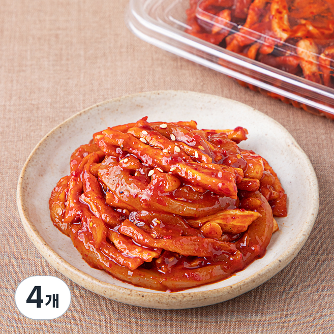 식탁위의사계 양념 무말랭이 오징어 무침, 140g, 4개