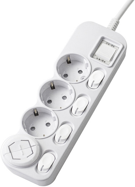 에코파워탭 국내 제조 LED 개별 과부하차단 멀티탭 4구 CSG-40415 + 안전커버, 1m, 화이트 + 랜덤 발송, 1개