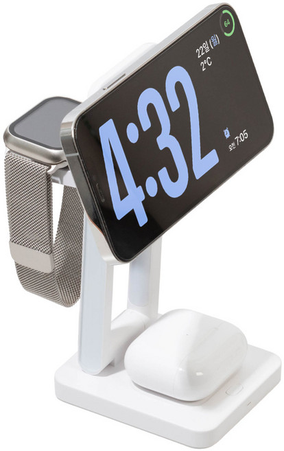 아이리버 3in1 마그네틱 무선 충전기, 화이트, 1개