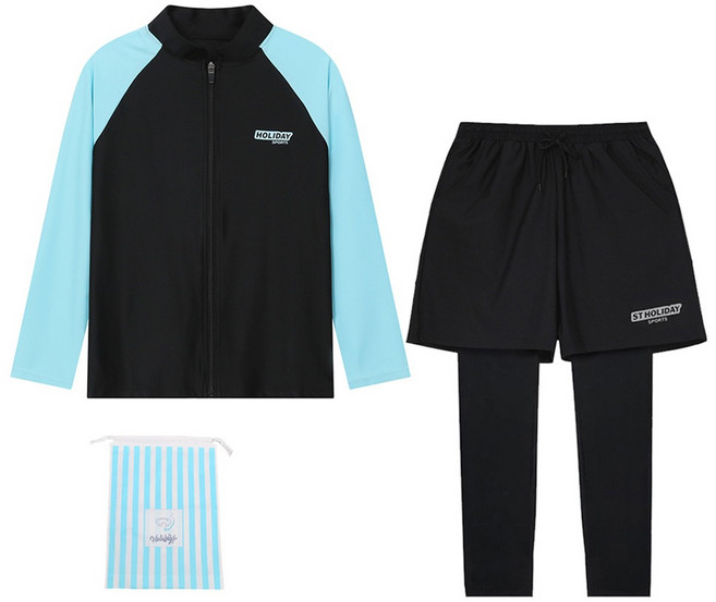 에스티홀리데이 아동용 집업 래쉬가드 + 이중워터 레깅스 + 비치백 세트 C255-05