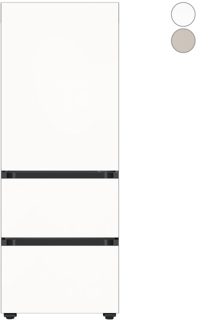 [색상선택형] 삼성전자 BESPOKE 김치플러스 313L 3도어 냉장고 키친핏 방문설치, 에센셜화이트 + 에센셜화이트, RQ33DB74D2AP