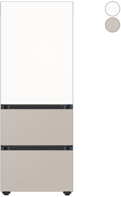 [색상선택형] 삼성전자 BESPOKE 김치플러스 313L 3도어 냉장고 키친핏 방문설치, 에센셜화이트 + 에센셜베이지, RQ33DB74D2AP