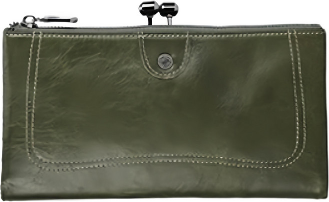 RFID真皮頭層牛皮10卡位雙零錢袋女士口金包皮夾錢包長夾女夾 LH967 215g 1個