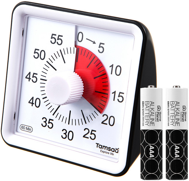 탐사 다용도 시간관리 무소음 타이머 + AAA 건전지 2개, 1개