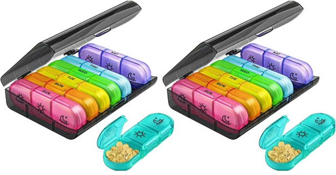홈즈픽 하루세번 요일별 알약 케이스 혼합색상, 2세트