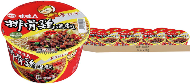 味丹 味味A 排骨雞湯麵 90g, 12入