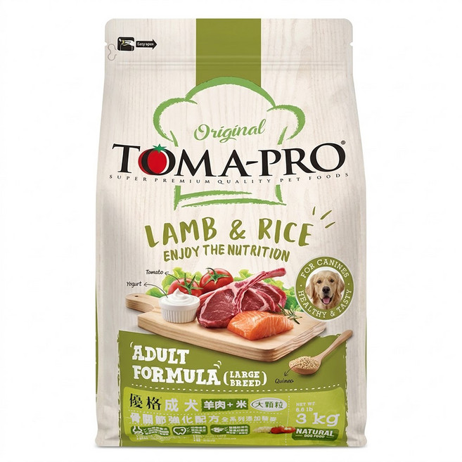 TOMA-PRO 優格 骨關節強化配方乾飼料 大顆粒 犬用, 3kg, 1袋, 羊肉 + 米