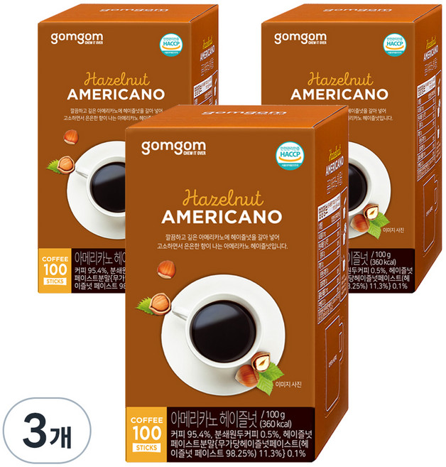 곰곰 아메리카노 헤이즐넛, 100개입, 3개, 1g