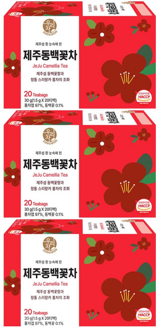 우리차 제주 동백꽃차, 3개, 20개입, 1.5g