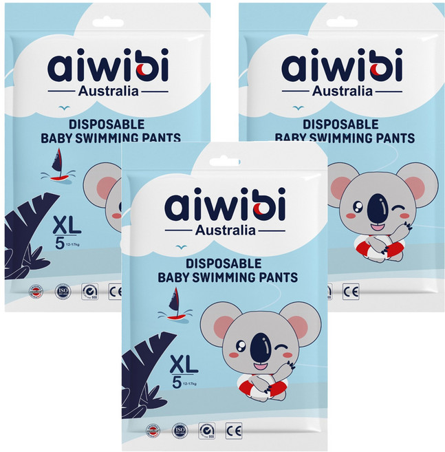 aiwibi 愛薇彼 一次性褲型尿布 游泳用 男女通用, XL, 3件