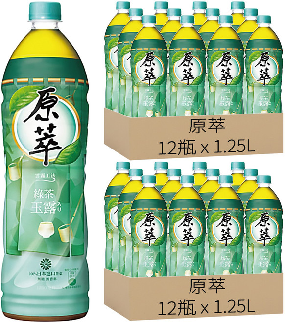 原萃 綠茶玉露, 1.25L, 24瓶
