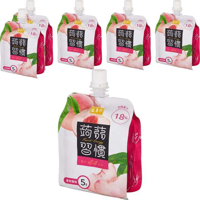 盛香珍 蒟蒻習慣 白桃蒟蒻, 180g, 6包