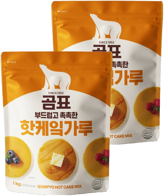 곰표 부드럽고 촉촉한 핫케잌가루, 1kg, 2개