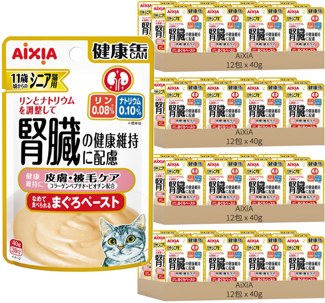 AiXiA 健康軟包 貓用, 48包, 40g, 7號 皮膚