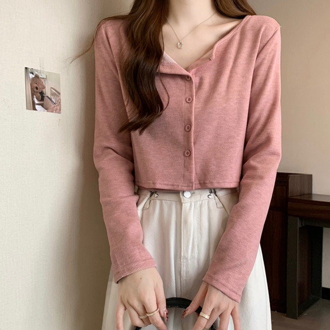 MEICHEL 女款短版經典開襟衫上衣兩件組 04728