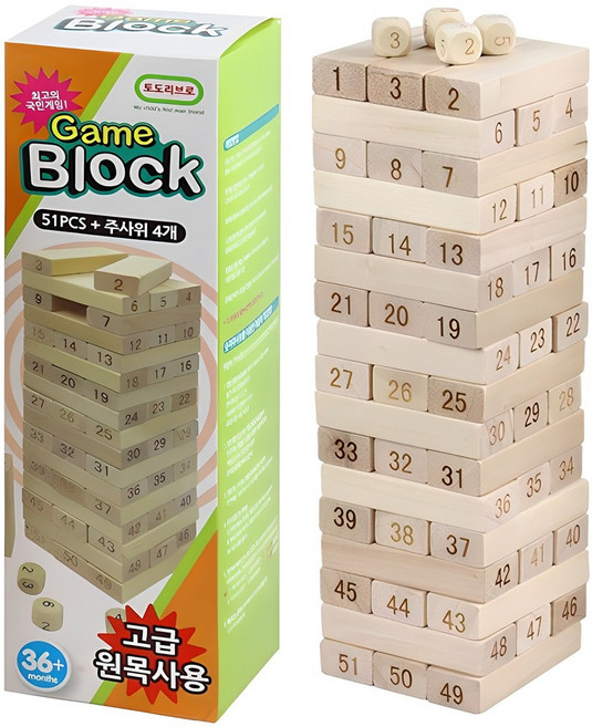 토도리브로 원목 게임블록 보드게임 박스형, 혼합색상, 1개