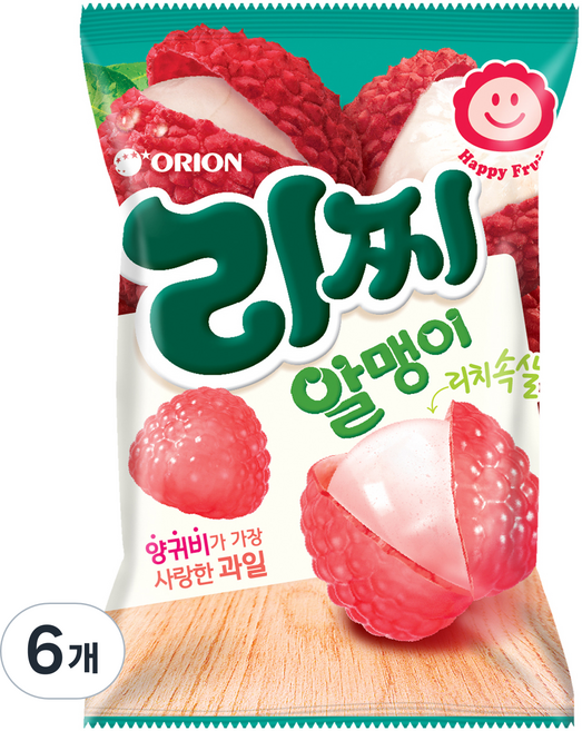 오리온 리찌 알맹이 젤리, 67g, 6개