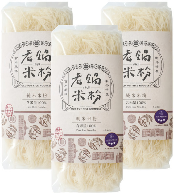 老鍋米粉 Set 100%純米 無添加 新竹特產, 200g, 3袋