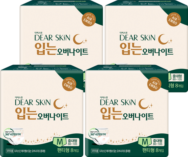 디어스킨 에어엠보 입는 오버나이트 뉴, 중대형, 8개입, 4개