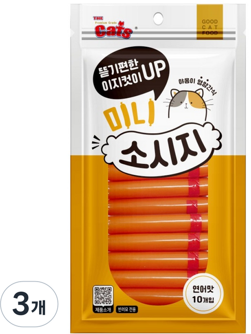 더캣츠 고양이 이지컷 미니소시지 간식, 3개, 90g, 연어