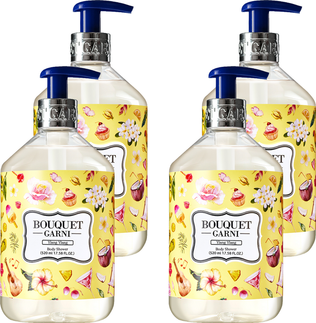 부케가르니 바디워시 일랑일랑향, 520ml, 4개